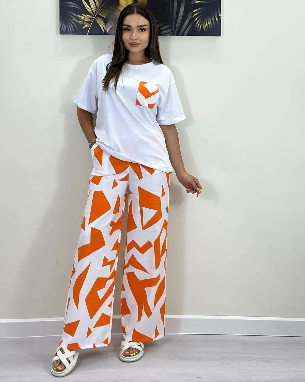 Women’s Orange Jersey Printed Night Suit – Summer Sleepwear Pakistan